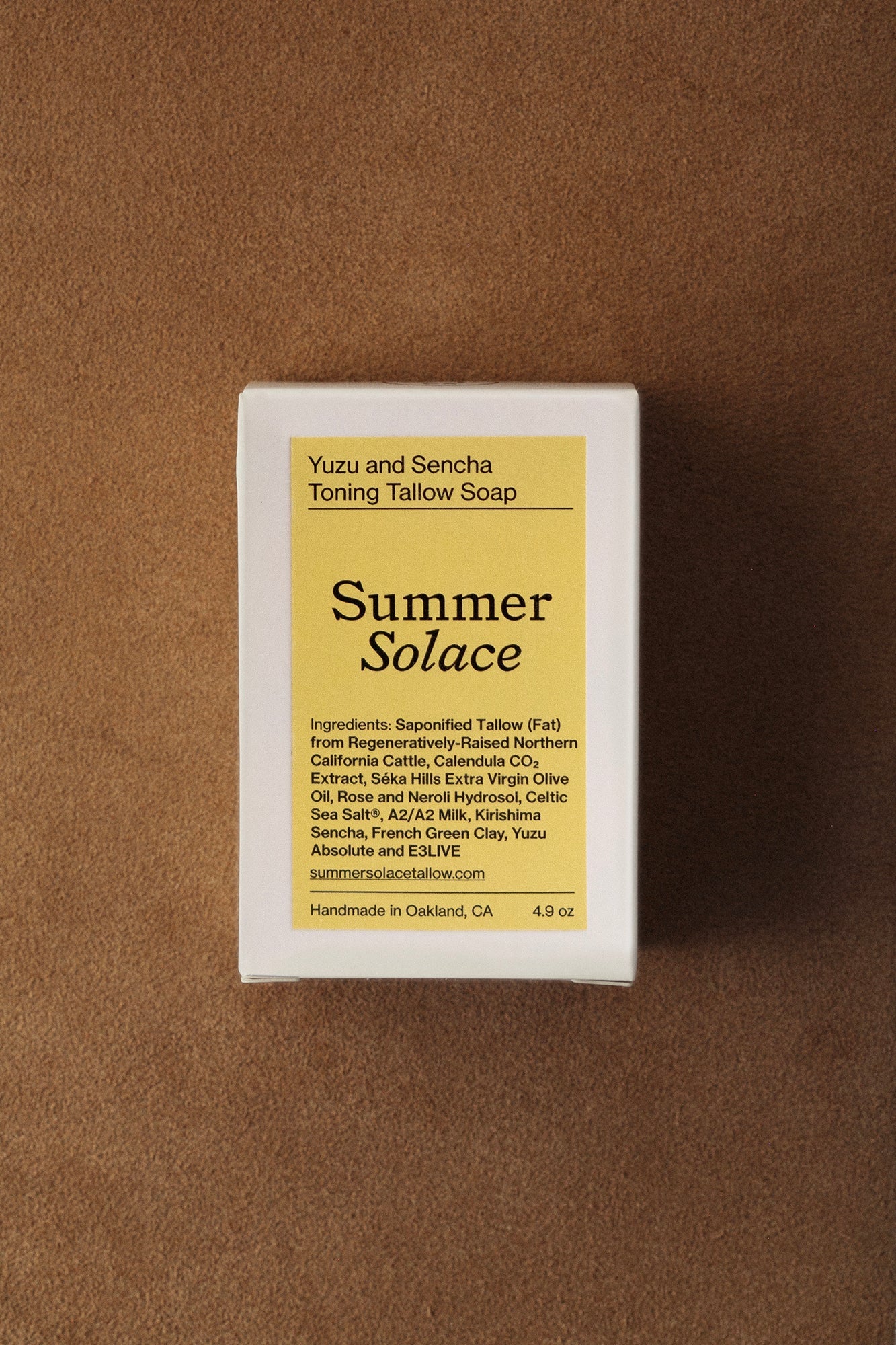 Handcrafted tallow soap scented with yuzu and sencha tea