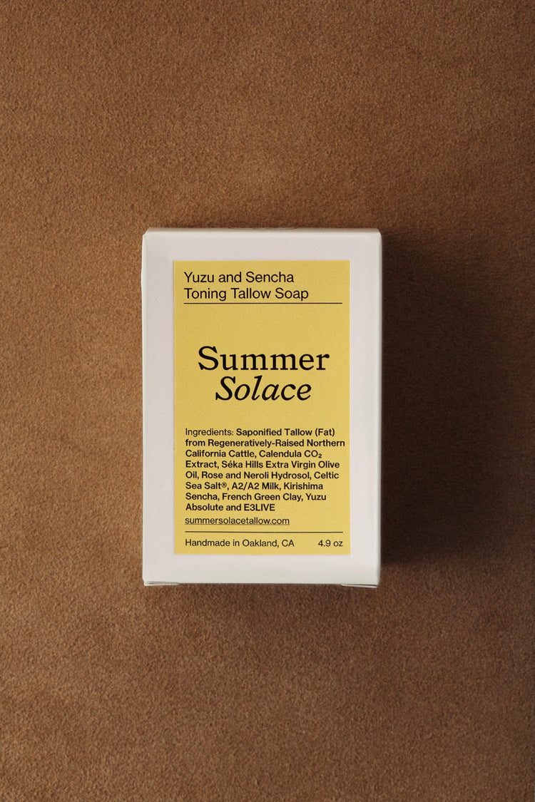 Summer Solace Tallow - Yuzu and Sencha Toning Bar Soap with E3Live - Regenerative Tallow® - Tallow Soap