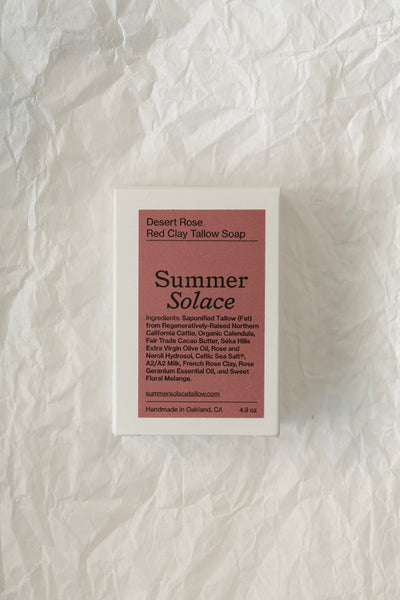 Summer Solace Tallow - Desert Rose Red Clay Bar Soap - Regenerative Tallow™ - Soap