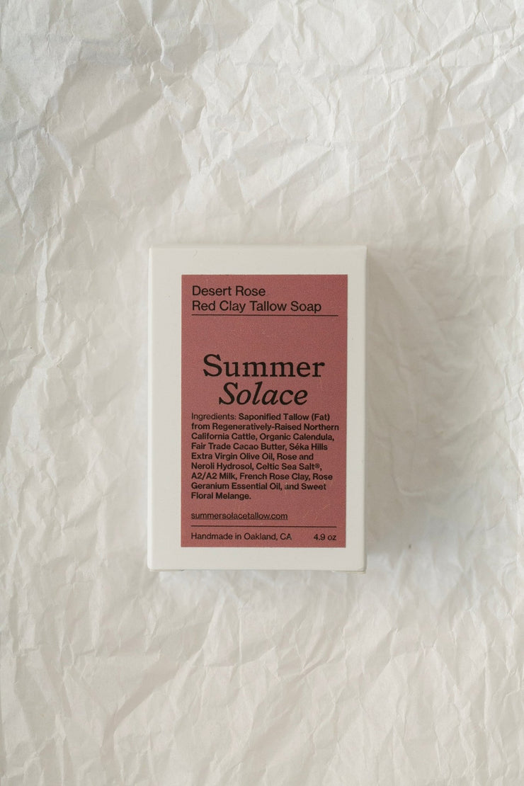 Summer Solace Tallow - Desert Rose Red Clay Bar Soap - Regenerative Tallow™ - Soap