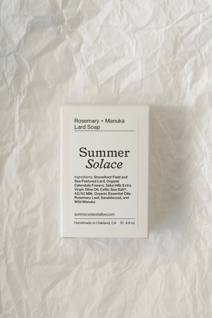 Summer Solace Tallow - Rosemary and Manuka Pastured Leaf-Lard Soap- Limited Edition - Soap