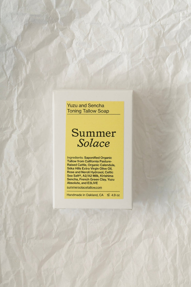 Summer Solace Tallow - Yuzu and Sencha Toning Bar Soap with E3Live - Regenerative Tallow™ - Soap